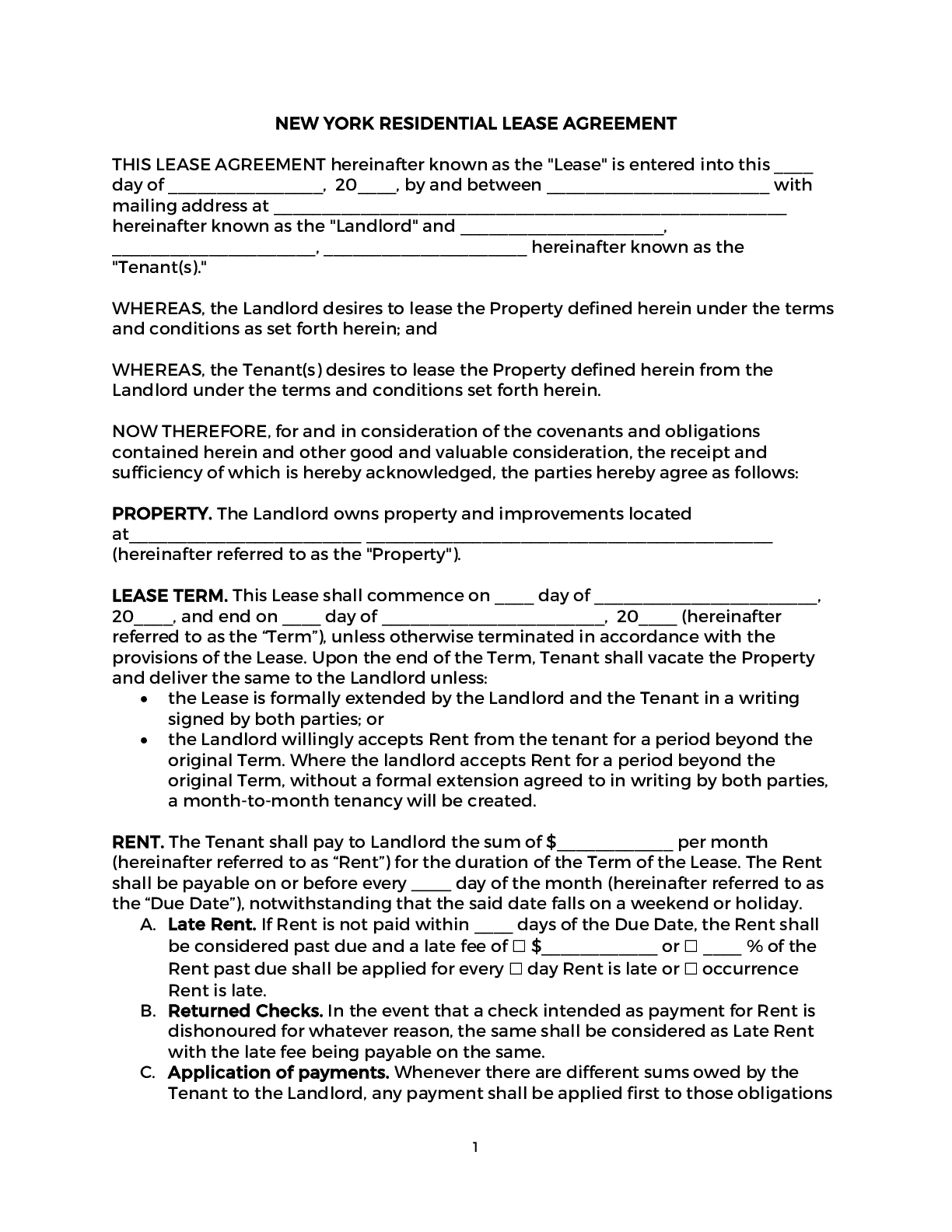 house agreement form