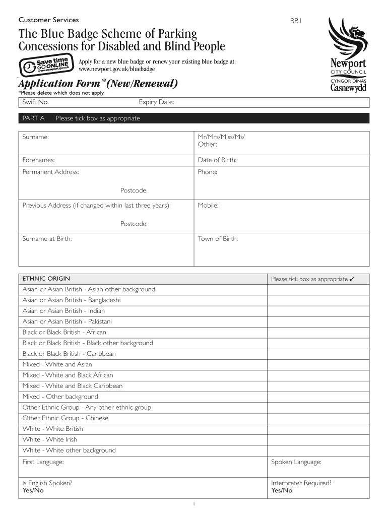 Newport City Council Blue Badge Renewal Fill Out Sign Online DocHub