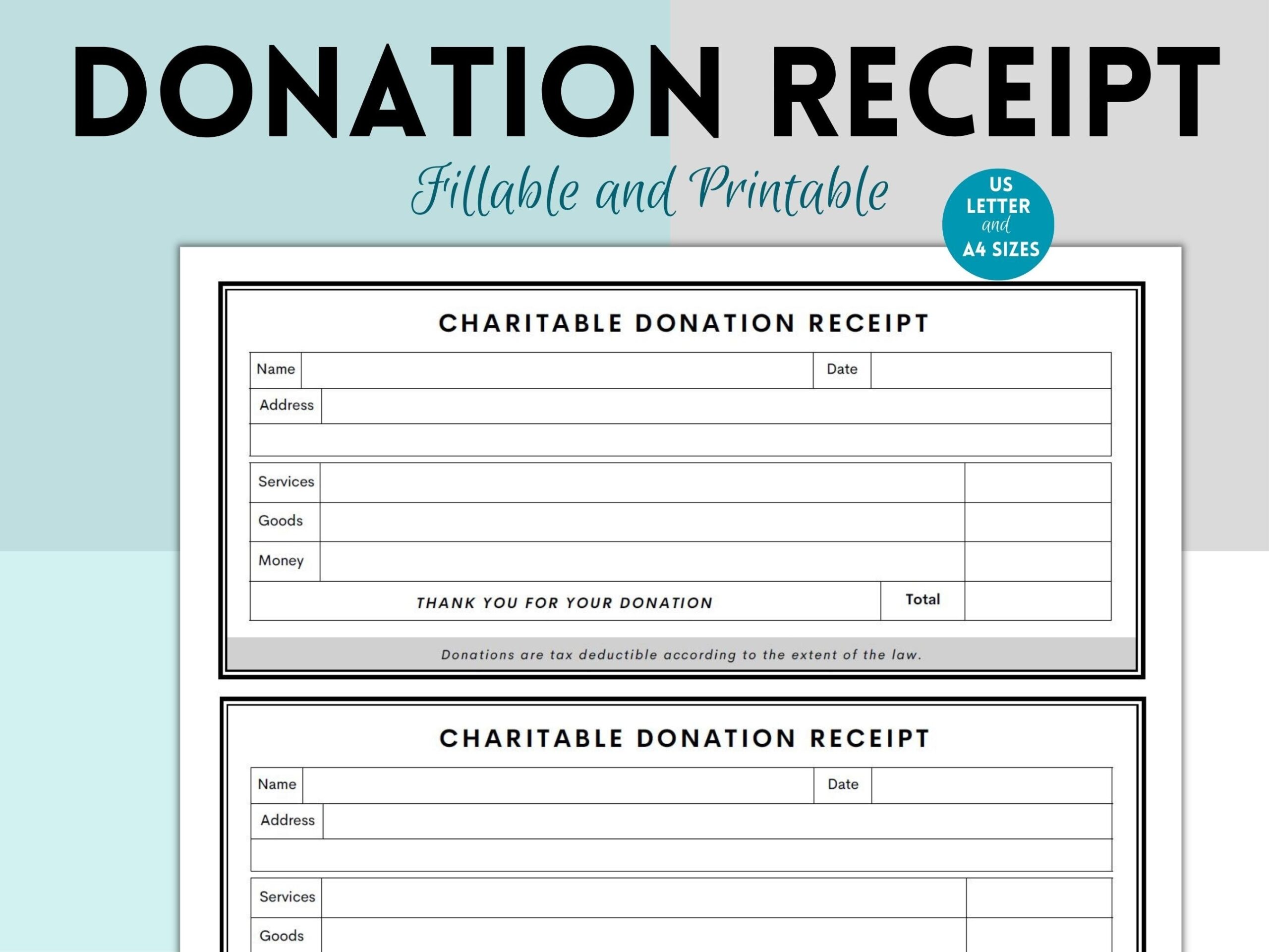 Nonprofit Charity Donation Gift Receipt Donation Receipt Printable Donation Tracker Charity Log Donation List Donation Form Etsy
