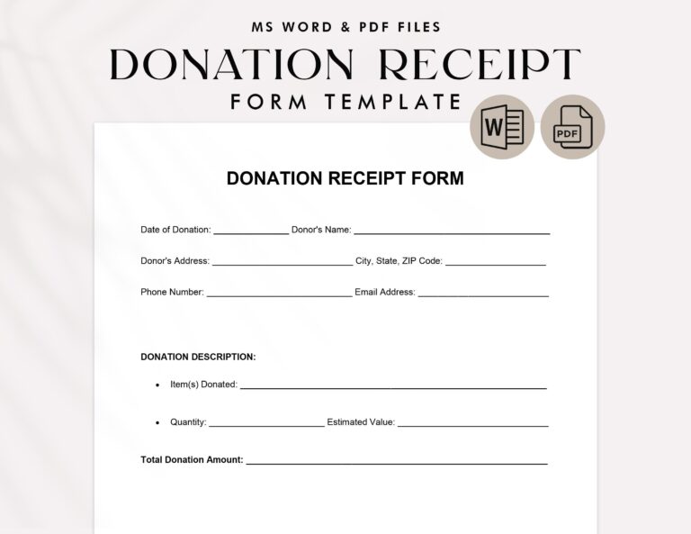Nonprofit Donation Receipt Printable Donation Receipt Forms Charity Donation Receipt Donation Receipt Template Etsy