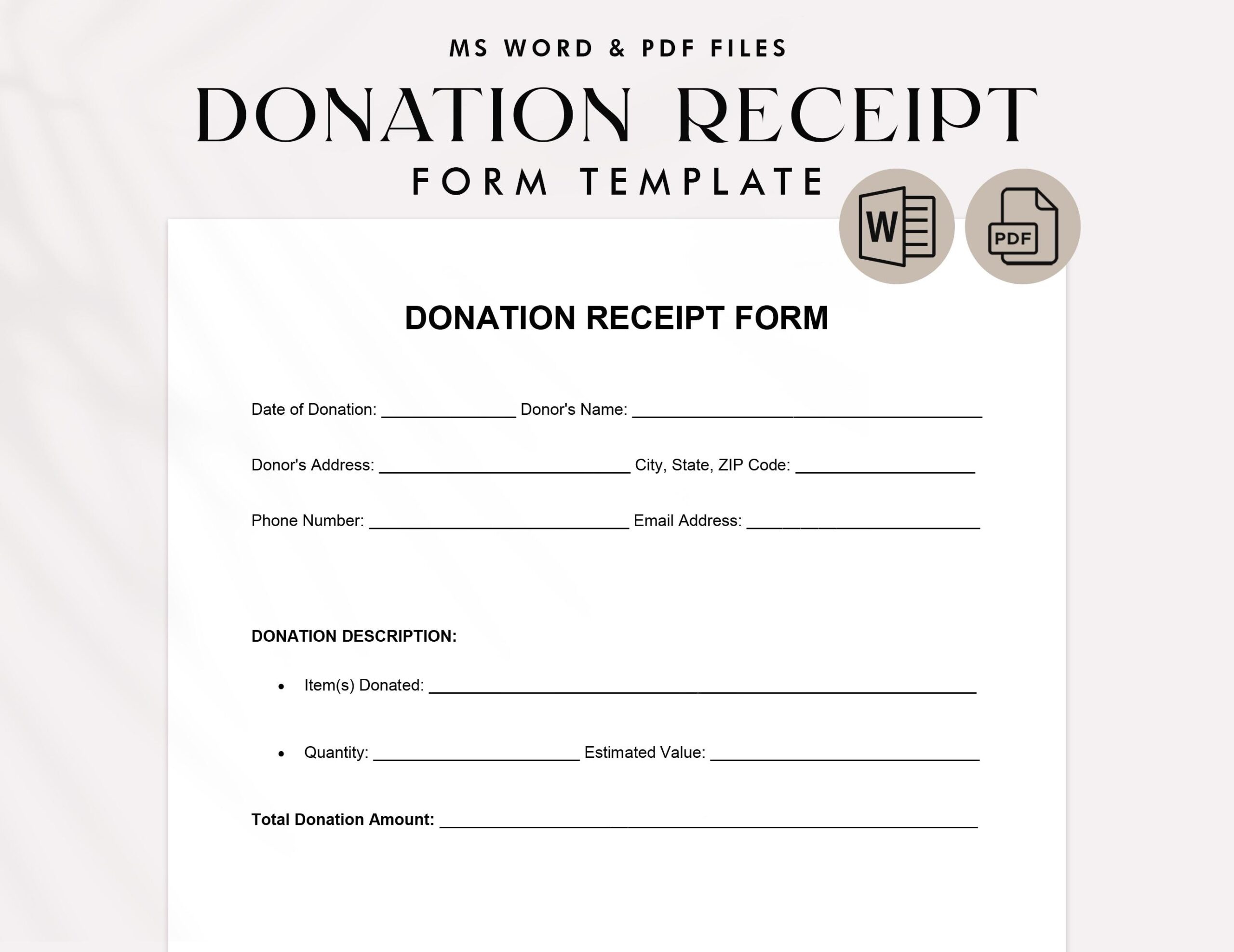 Nonprofit Donation Receipt Printable Donation Receipt Forms Charity Donation Receipt Donation Receipt Template Etsy