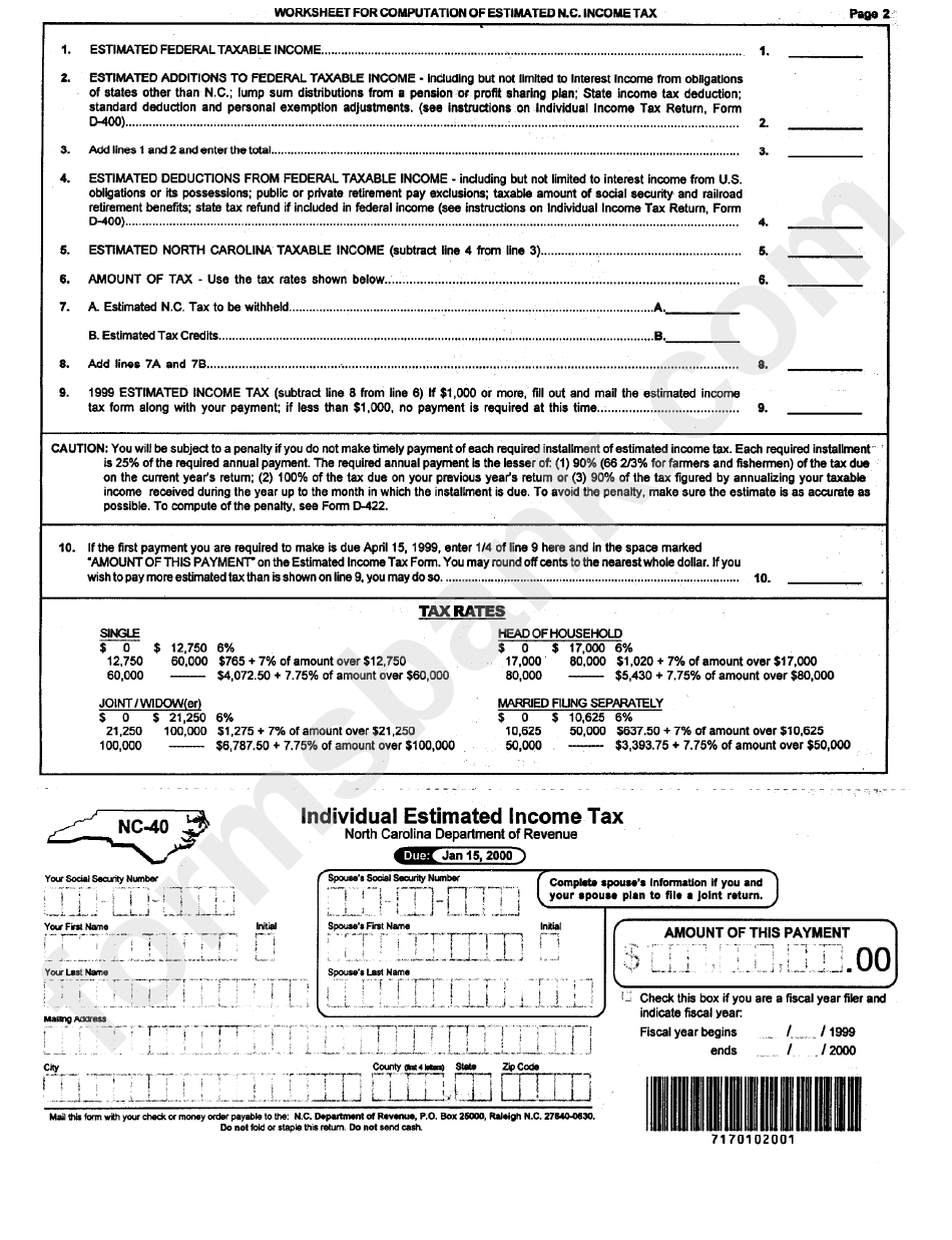 printable nc 40 tax form