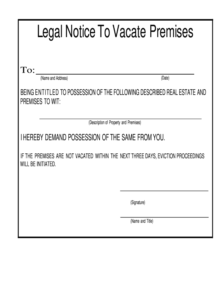 notice to vacate form