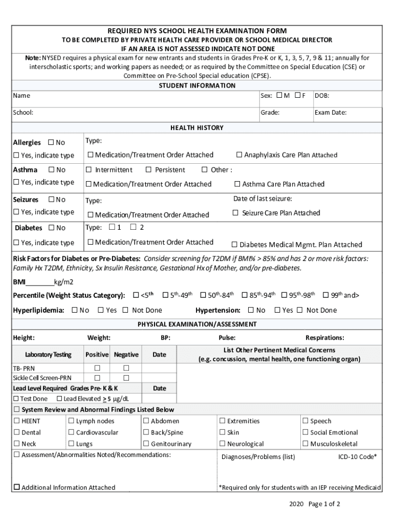 Nys Physical Form Fill Out Sign Online DocHub