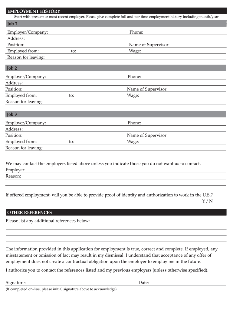 Oarweed Employment History Sample Fill Online Printable Fillable Blank PdfFiller