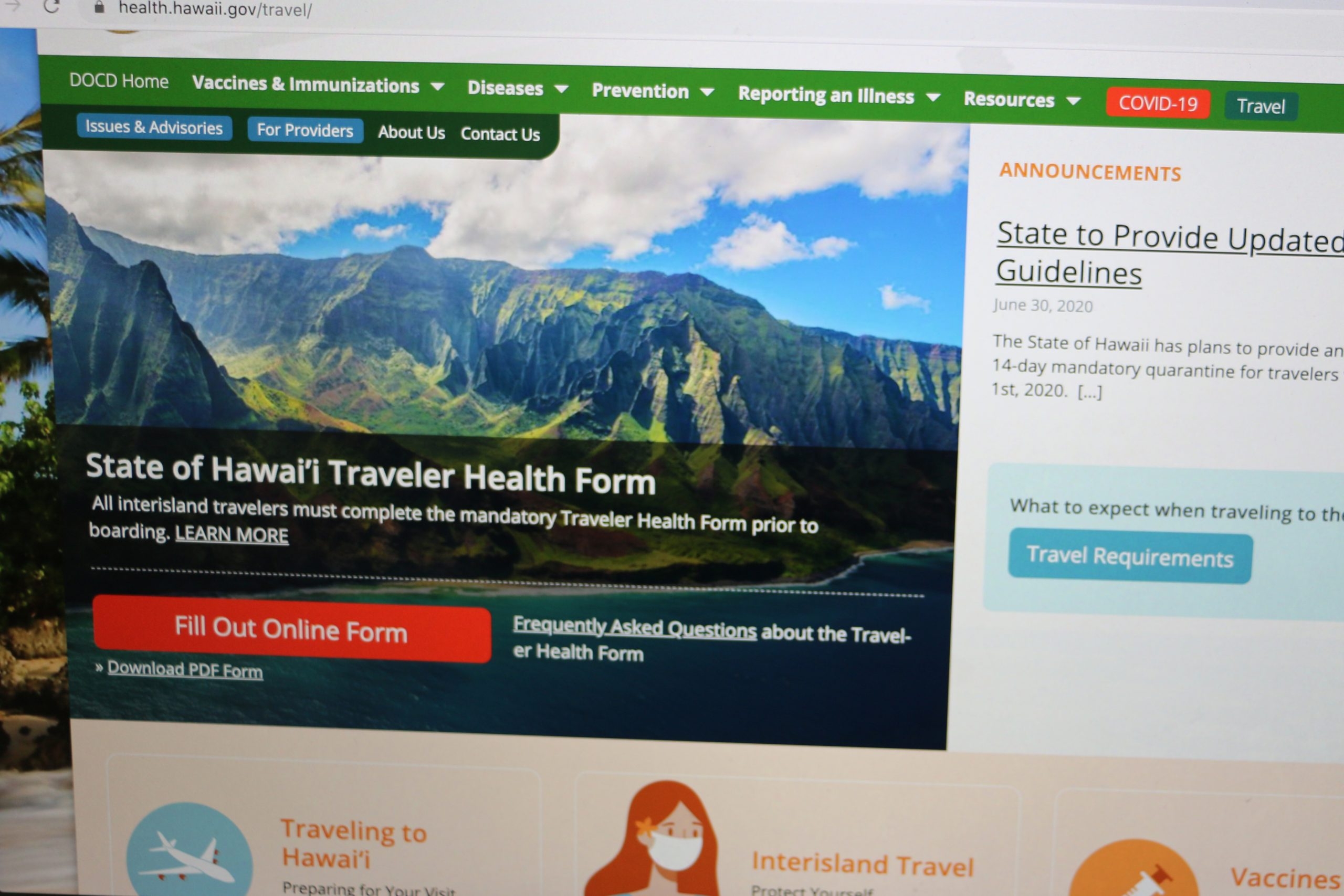 Office Of Enterprise Technology Services MANDATORY INTERISLAND TRAVEL AND HEALTH FORM NOW ONLINE