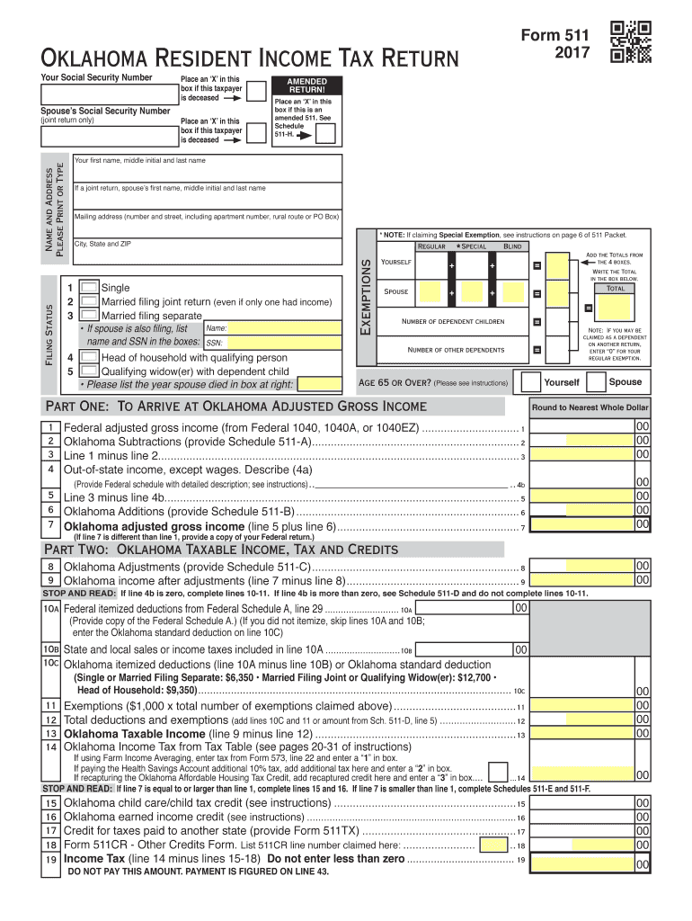 Oklahoma Form 511 Fill Out Sign Online DocHub