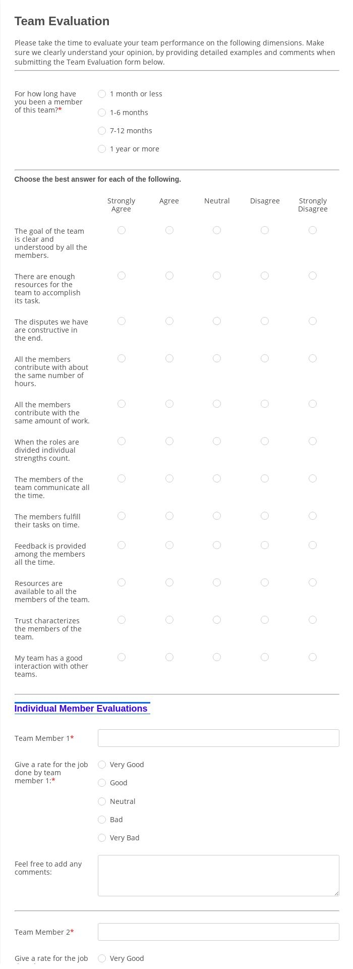 Online Team Evaluation Form Template 123FormBuilder Online Team Evaluation Form Template 123FormBuilder