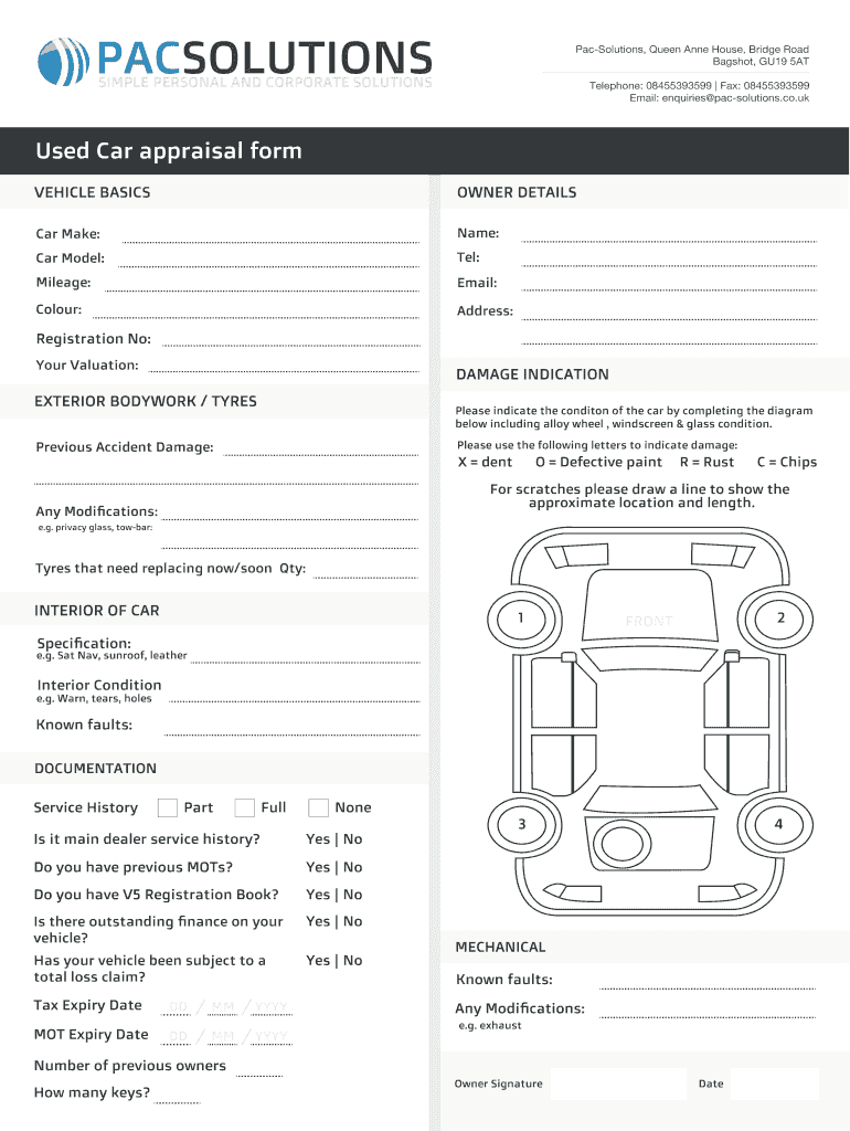 car appraisal form
