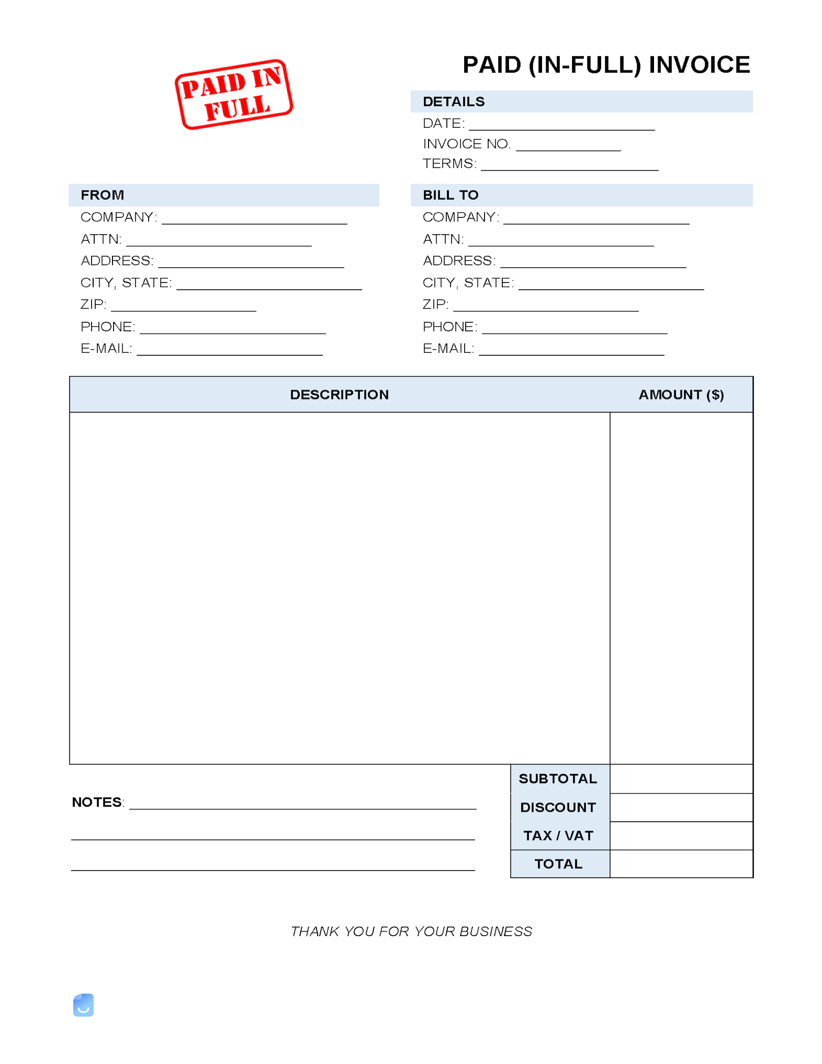 Paid in full Invoice Template Invoice Maker Paid in full Invoice Template Invoice Maker