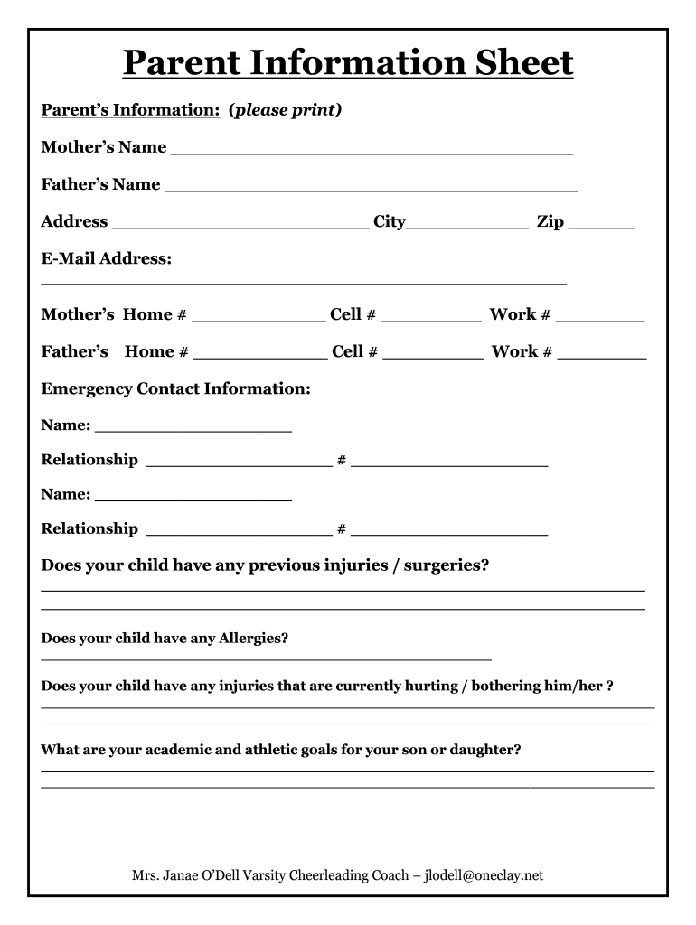 Parent Contact Form Fill Online Printable Fillable Blank PdfFiller