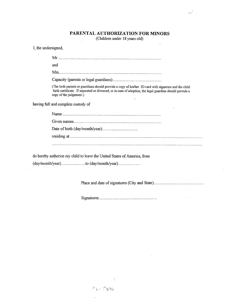 Parental Authorization Form For Minors Oci Fill Out Sign Online DocHub