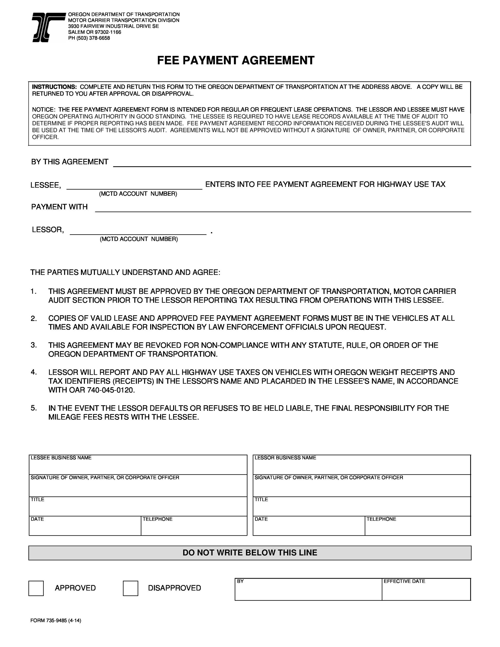 payment agreement forms