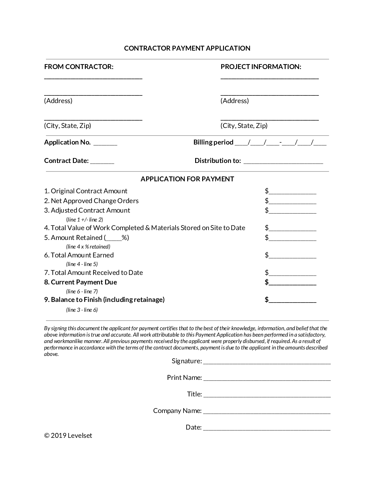 Payment Application Form Free Downloadable Template