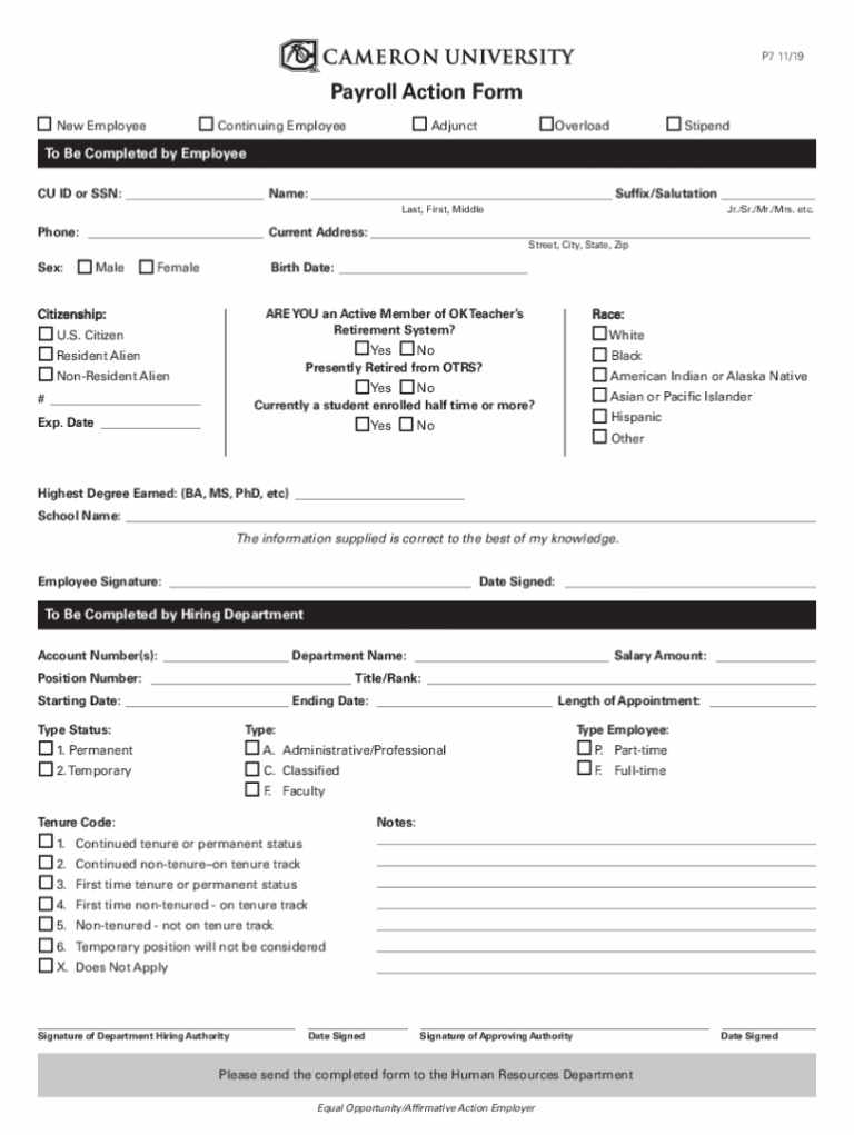 Payroll Action Form Fill Online Printable Fillable Blank PdfFiller