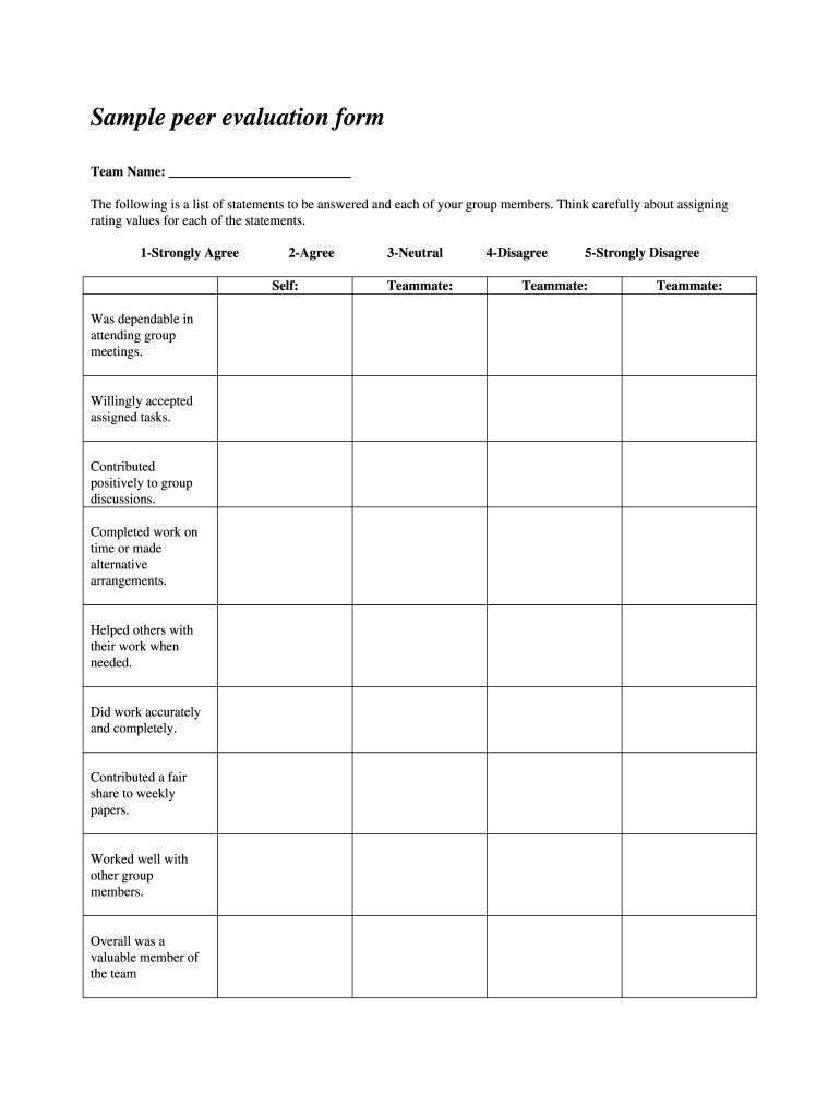 peer feedback form peer feedback form
