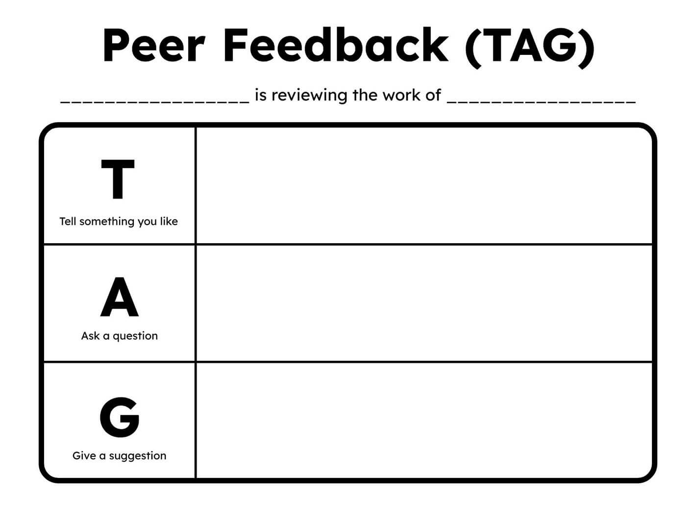 Peer Feedback TAG Book Creator App Peer Feedback TAG Book Creator App
