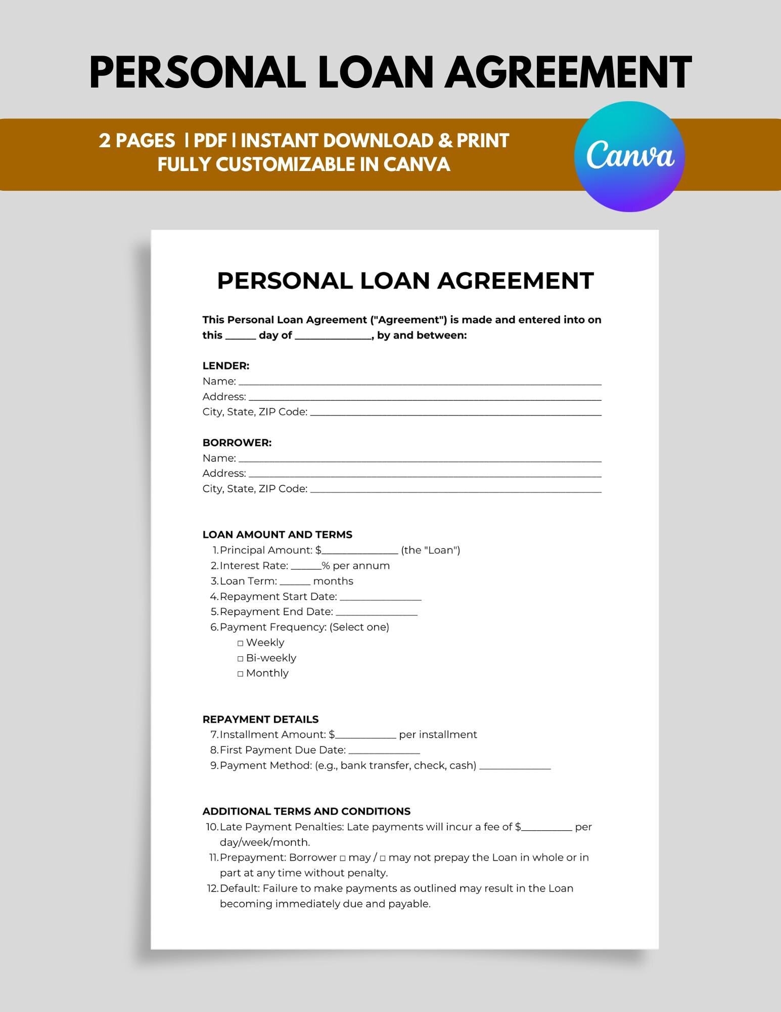 personal loan agreement personal loan agreement