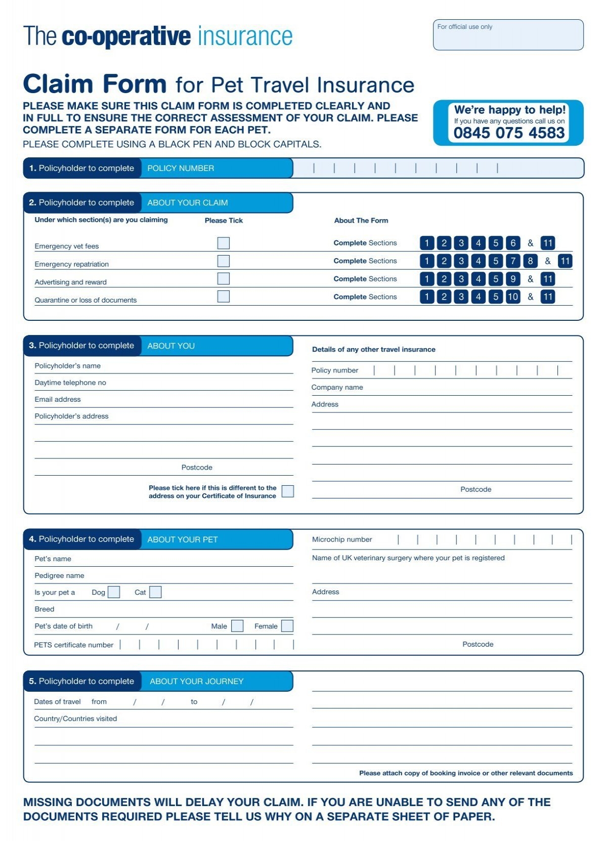 travel insurance claim form