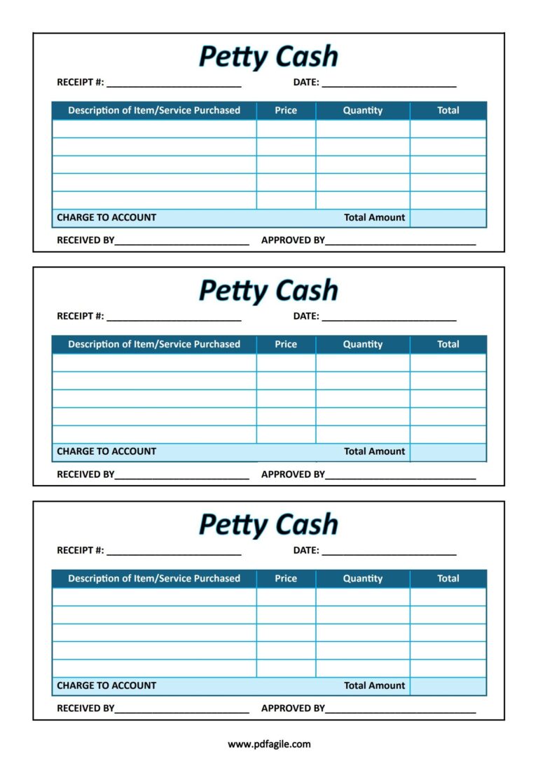 Petty Cash Receipt Template PDF Agile