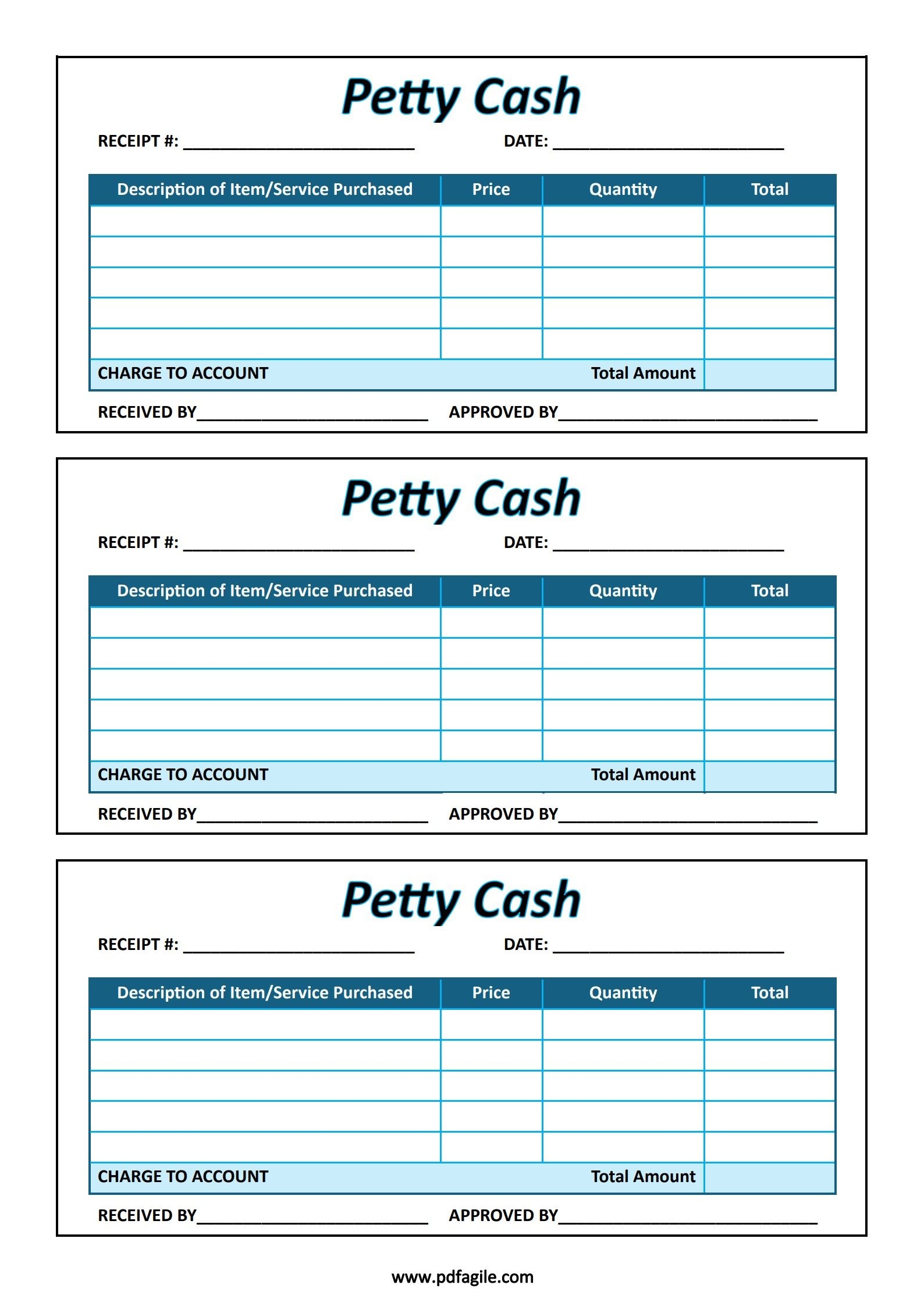 Petty Cash Receipt Template PDF Agile