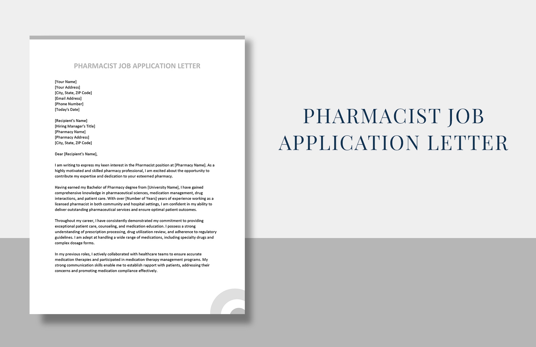 Pharmacist Job Application Letter In Adobe XD Google Docs Pages Download Template