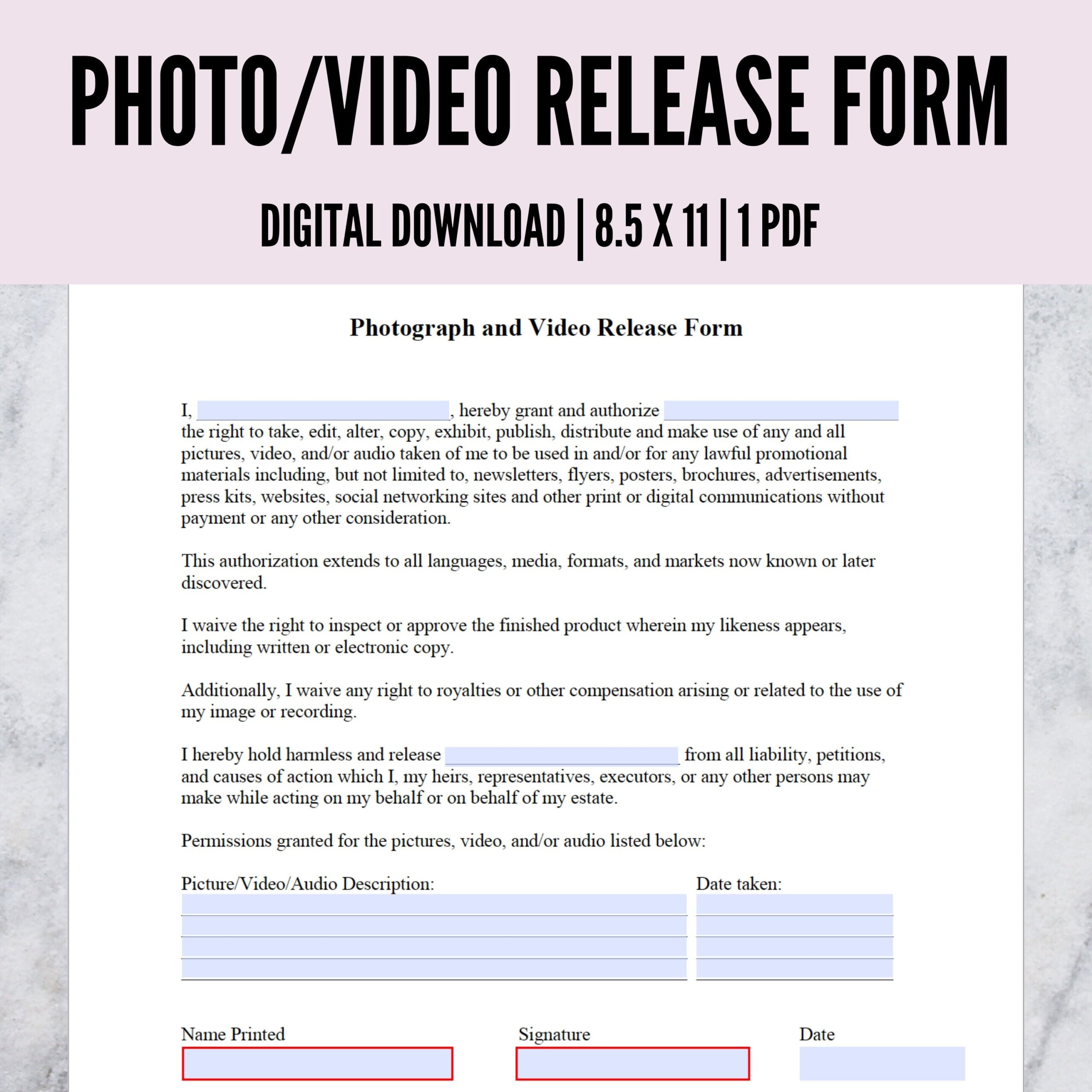 Photo And Video Release Form Salon Photo And Video Release Form Esthetician Photo Release Form Makeup Photo Release Form Etsy Hong Kong