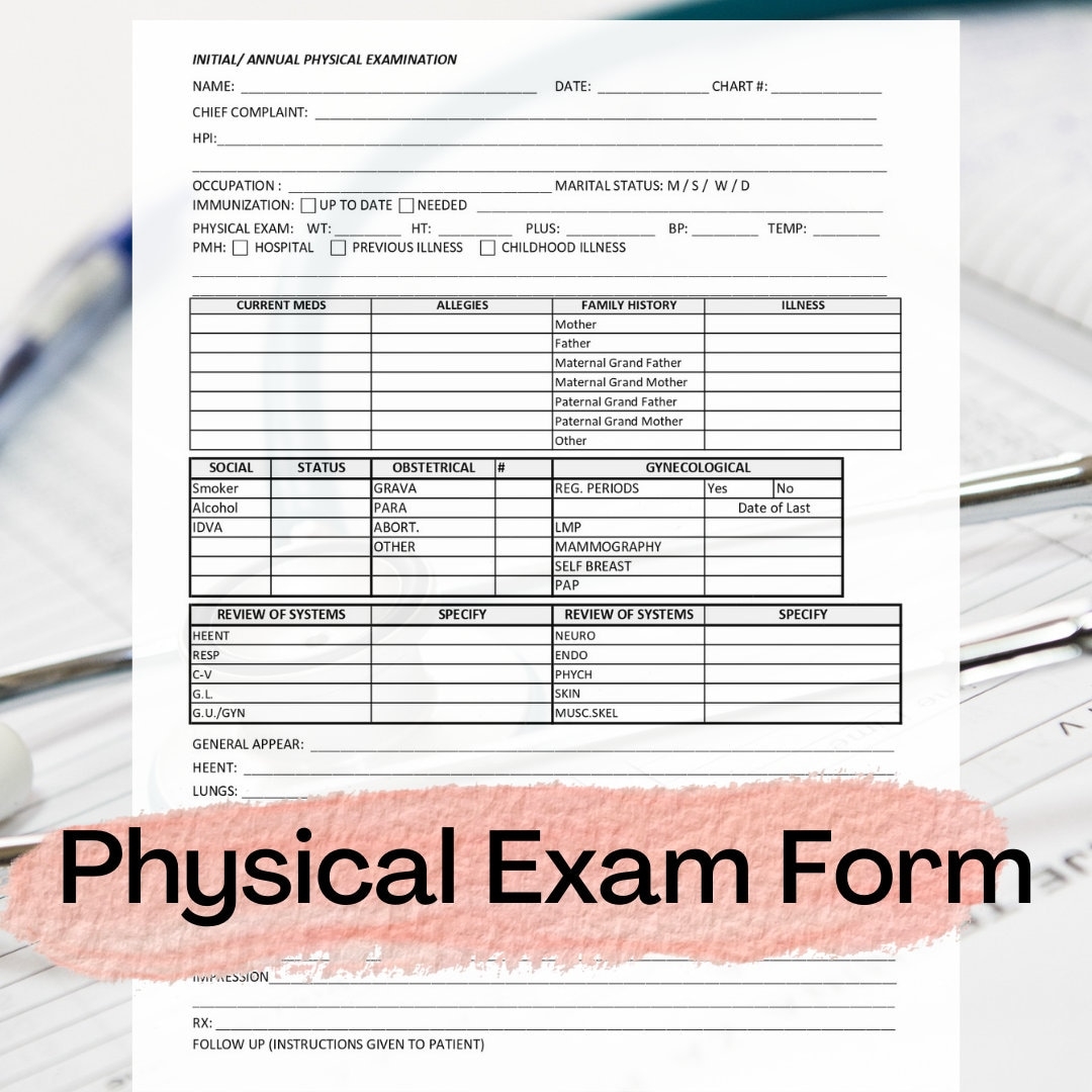 Physical Exam Form Template Initial Annual Physical Examination Printable Editable Instant Download Medical Doctor s Office Excel Etsy Physical Exam Form Template Initial Annual Physical Examination Printable Editable Instant Download Medical Doctor s Office Excel Etsy