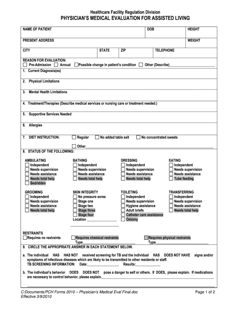 Physician Evaluation Form Fill Out Sign Online DocHub