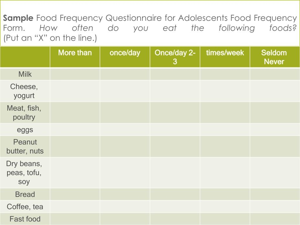 PPT Food Frequency Q Uestionnaires PowerPoint Presentation Free Download ID 1915739
