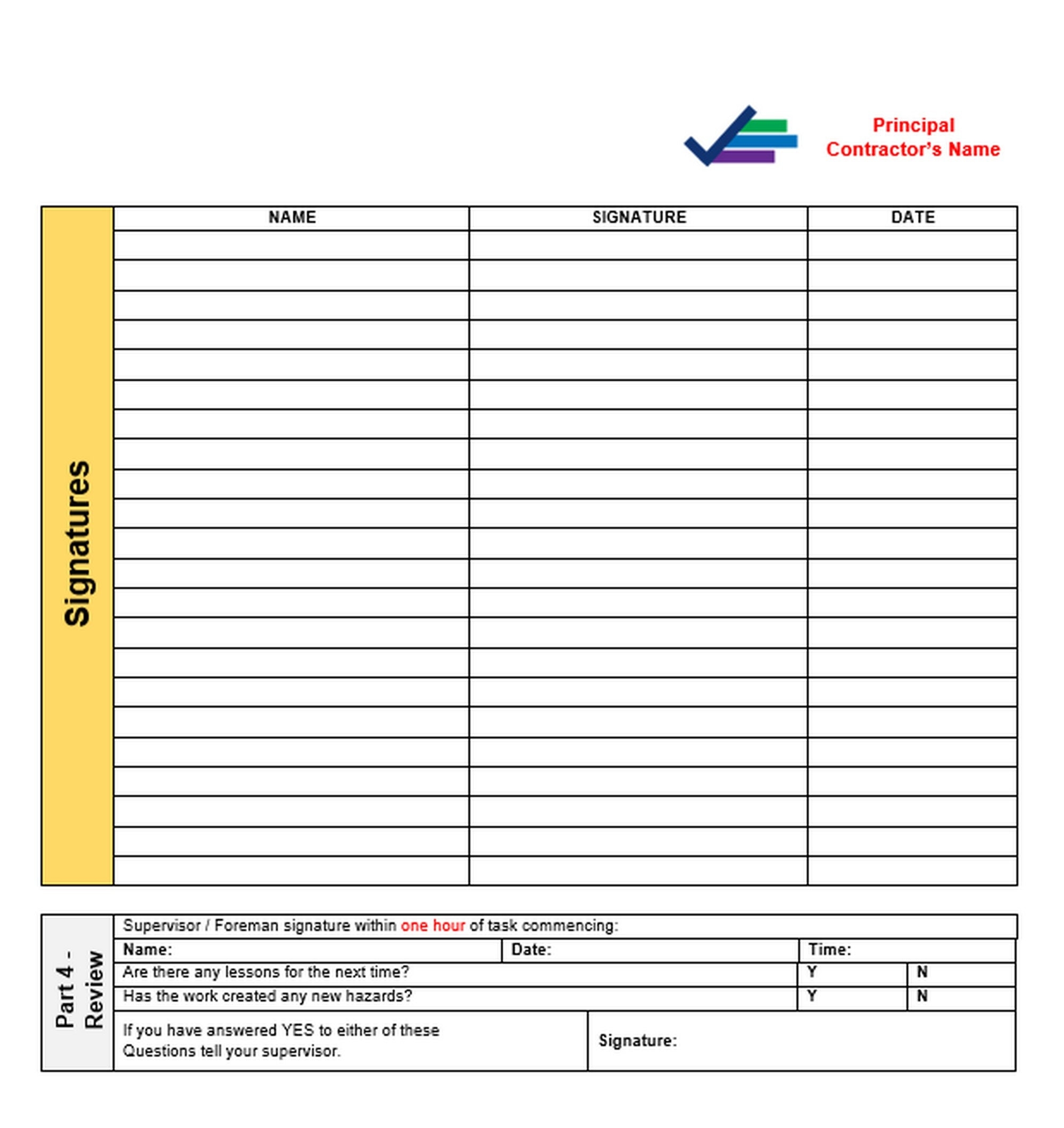 Pre task Brief And Point Of Work Risk Assessment Template Word Doc Construction Forms Etsy