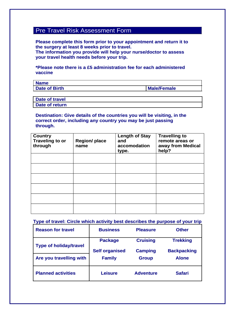 PRE TRAVEL RISK ASSESSMENT FORM Please Complete This Fill Out Sign Online DocHub PRE TRAVEL RISK ASSESSMENT FORM Please Complete This Fill Out Sign Online DocHub