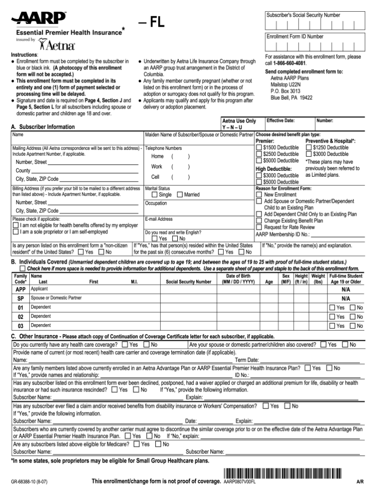 Printable Aarp Application Form Fill Out Sign Online DocHub