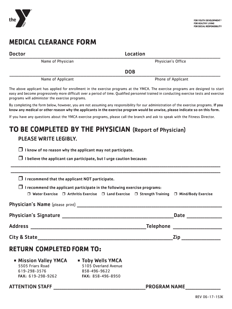 medical clearance forms