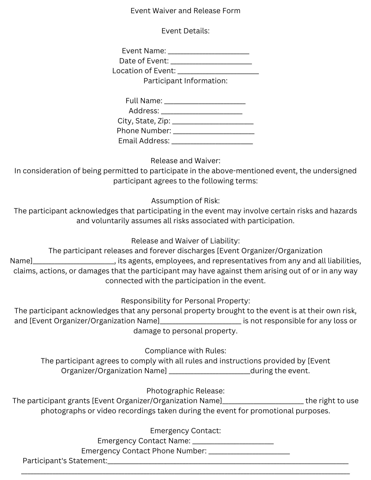 Printable Event Waiver Release Form Template Downloadable PDF For Event Safety Easy To Use And Customizable Etsy Printable Event Waiver Release Form Template Downloadable PDF For Event Safety Easy To Use And Customizable Etsy