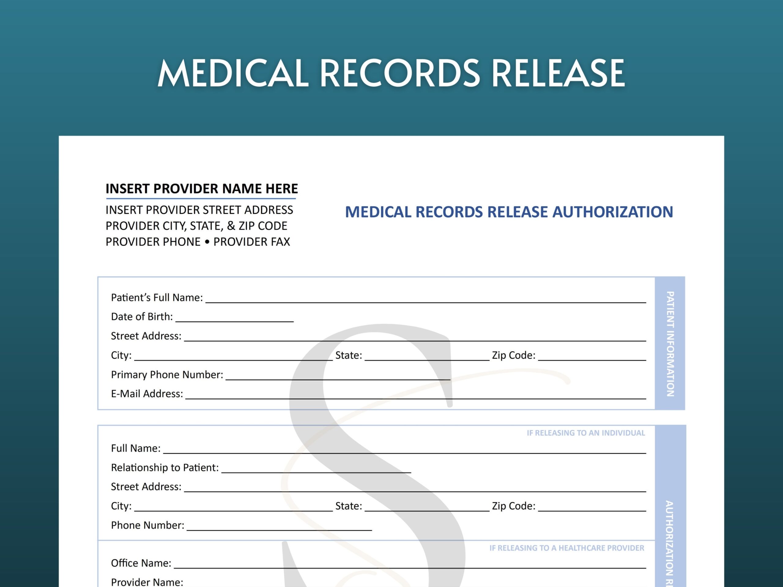 release of medical information form release of medical information form