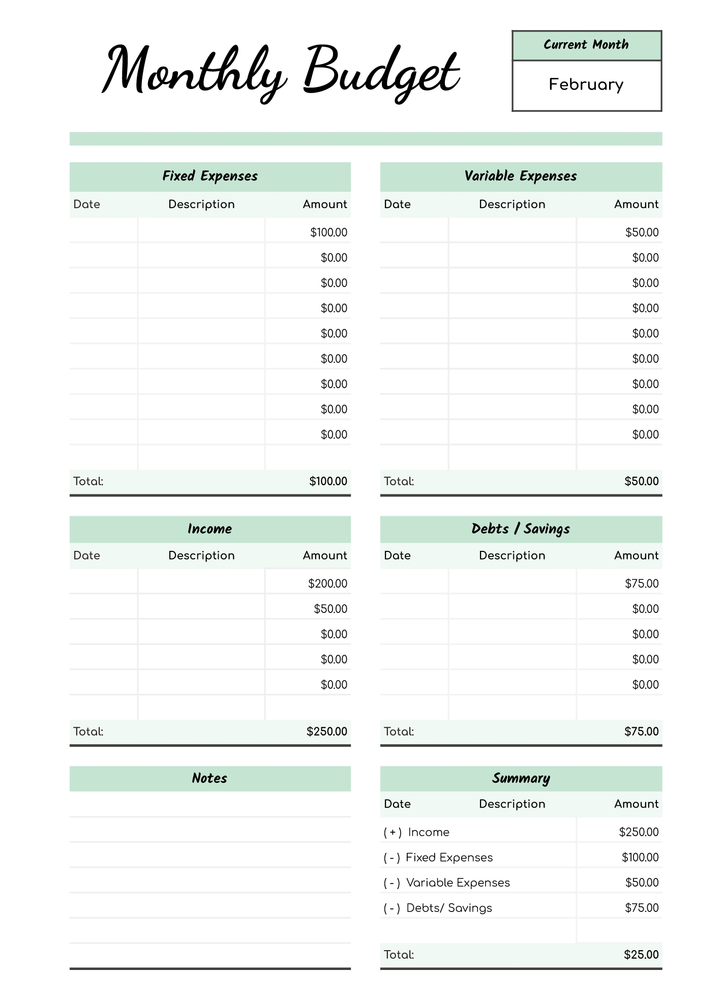 Printable Monthly Budget Free Google Sheets Excel Template Gdoc io