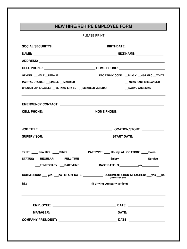 Printable New Employee Forms Fill Out Sign Online DocHub