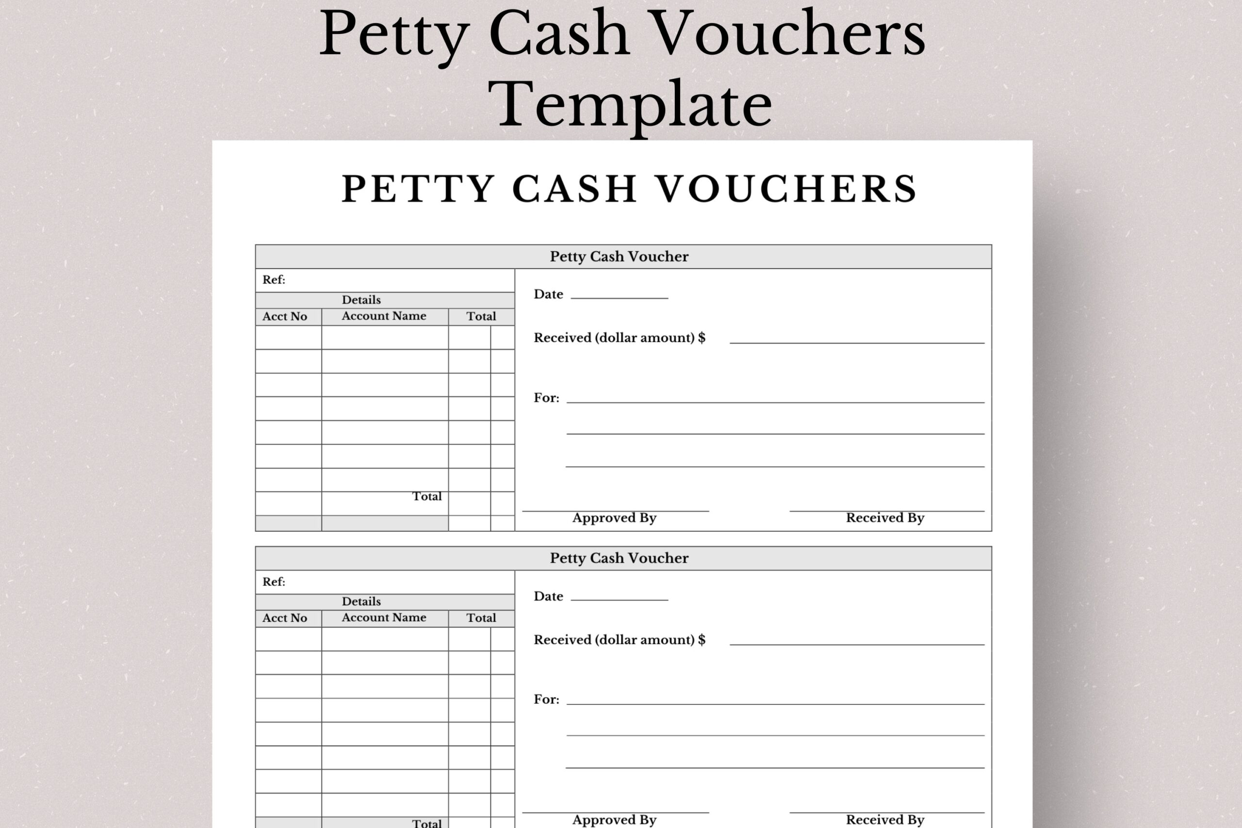 Printable Petty Cash Voucher Forms Petty Cash Voucher Form Template Petty Cash Voucher Template Petty Cash Vouchers Petty Cash Planner Etsy