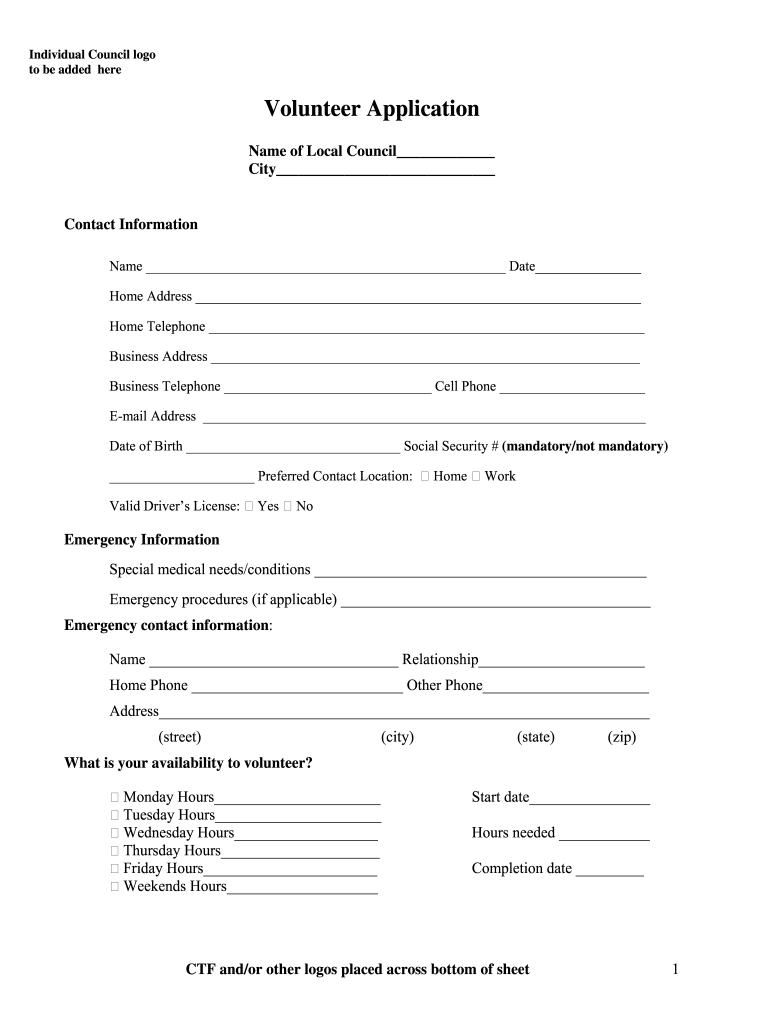 Printable Volunteer Application Fill Online Printable Fillable Blank PdfFiller