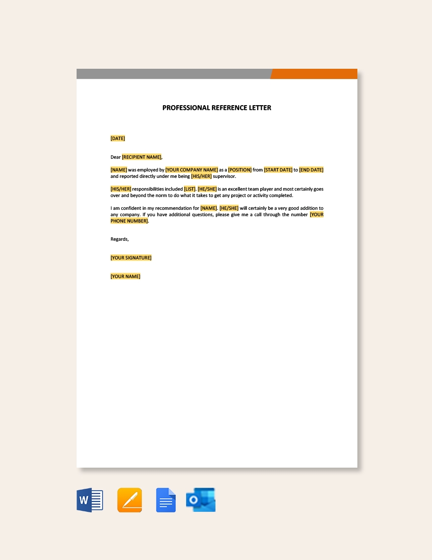 Professional Reference Letter In Google Docs Pages Word Outlook PDF Download Template Professional Reference Letter In Google Docs Pages Word Outlook PDF Download Template