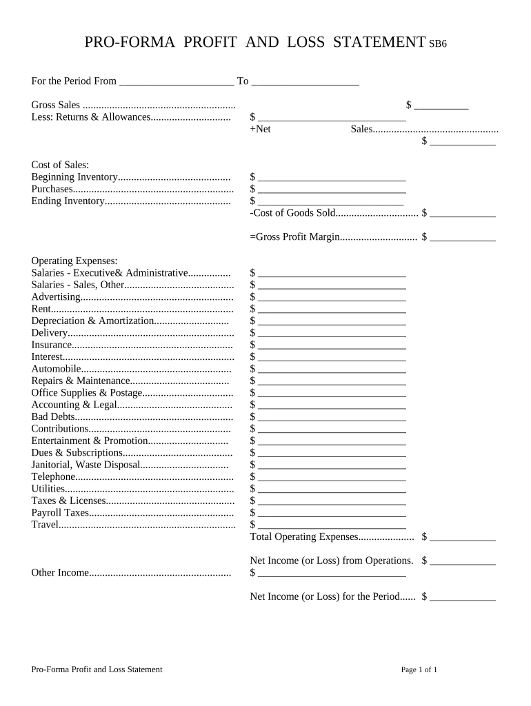 Profit And Loss Statement Template Pre built Template AirSlate SignNow
