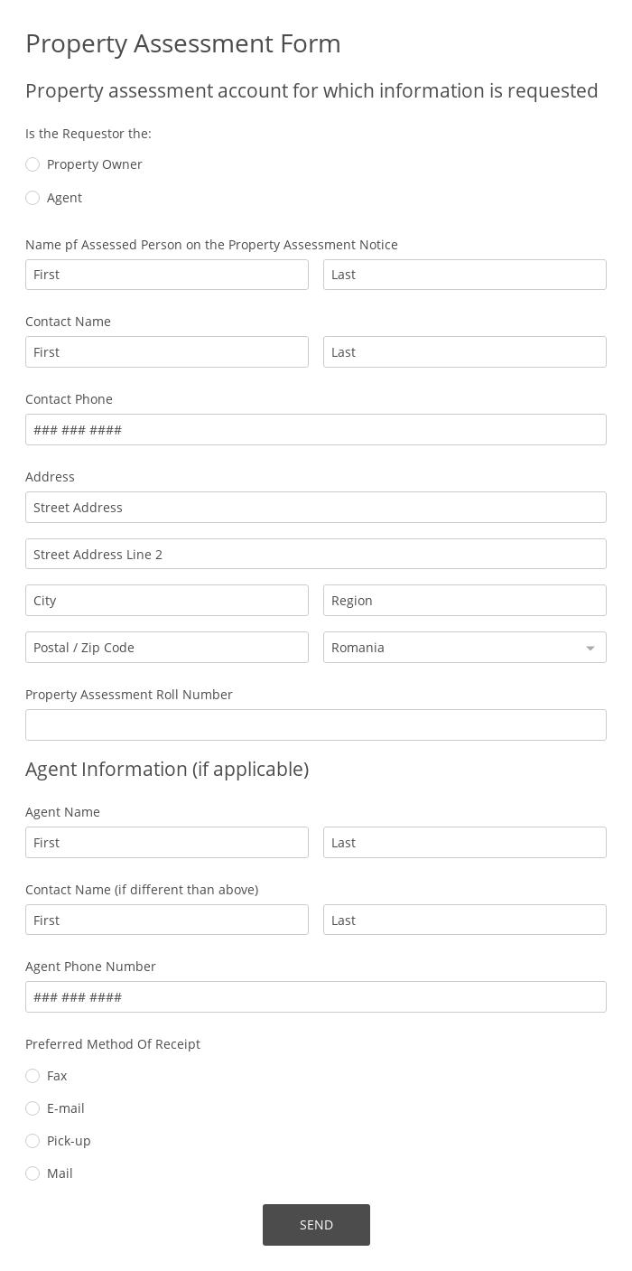 Property Assessment Form Template 123FormBuilder