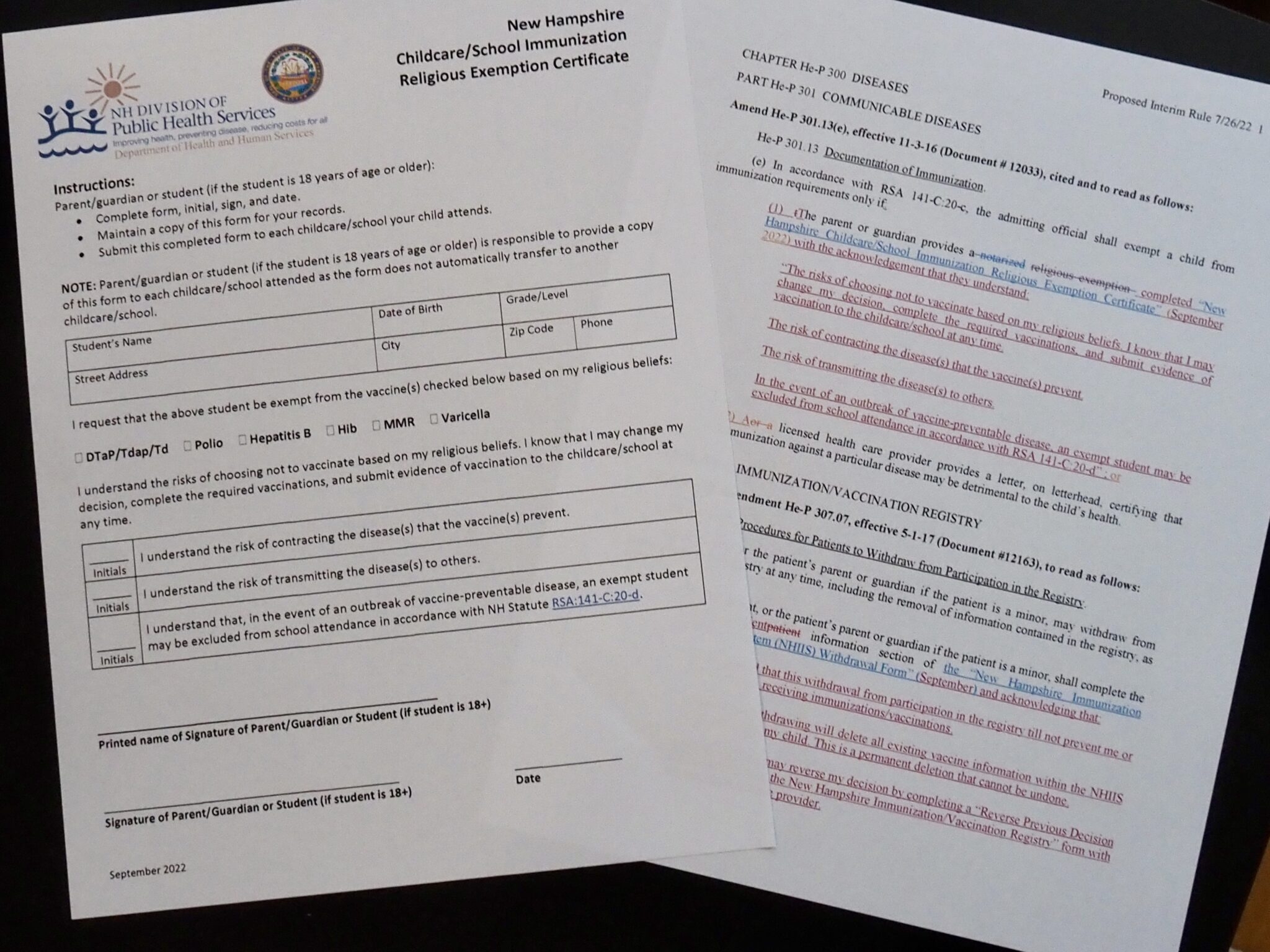 Proposed Changes To Religious Exemption Form For School Vaccine Mandates Draw Pushback New Hampshire Bulletin