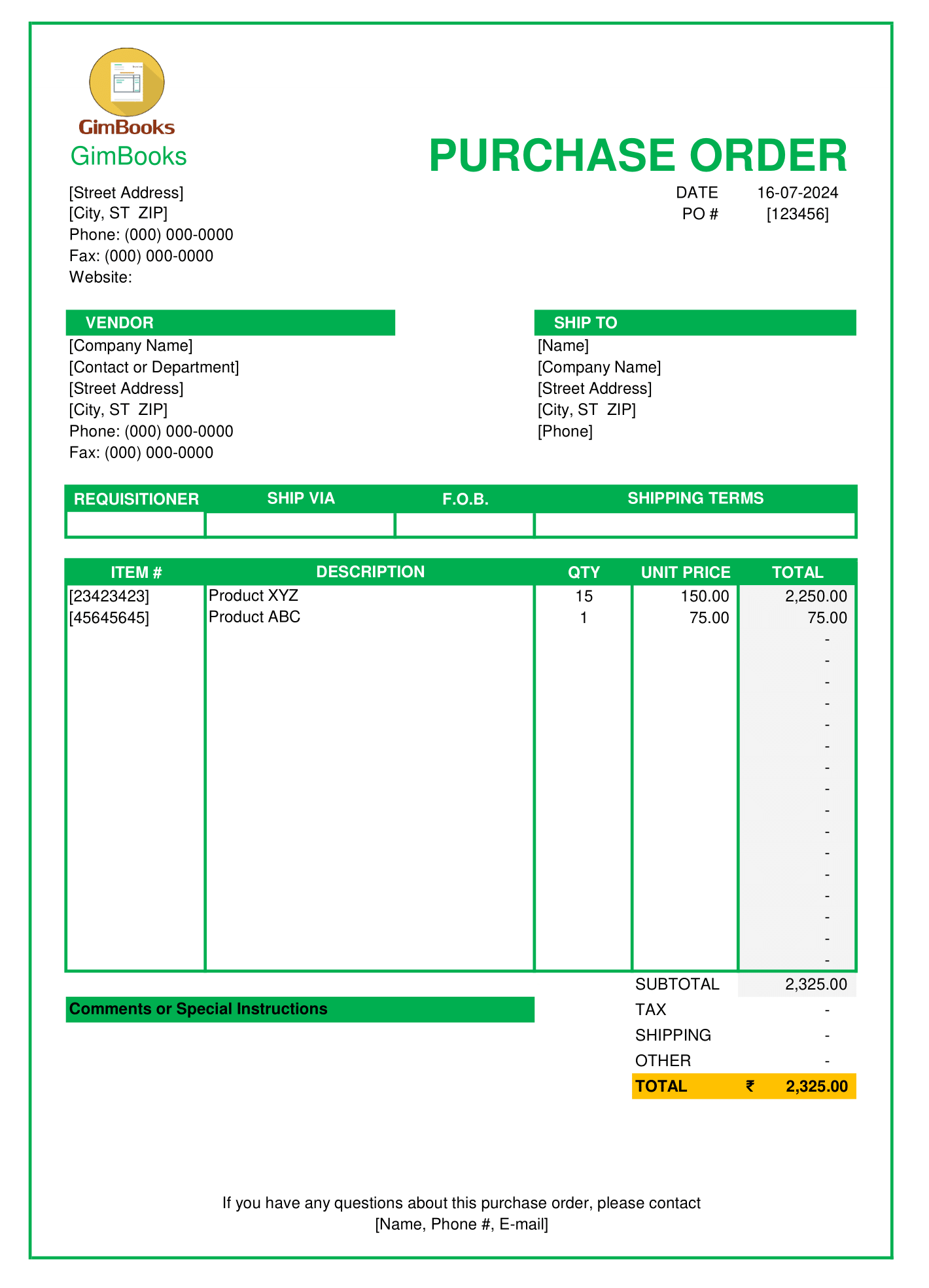 Purchase Order Format Download Custom Templates For Business Purchase Order Format Download Custom Templates For Business