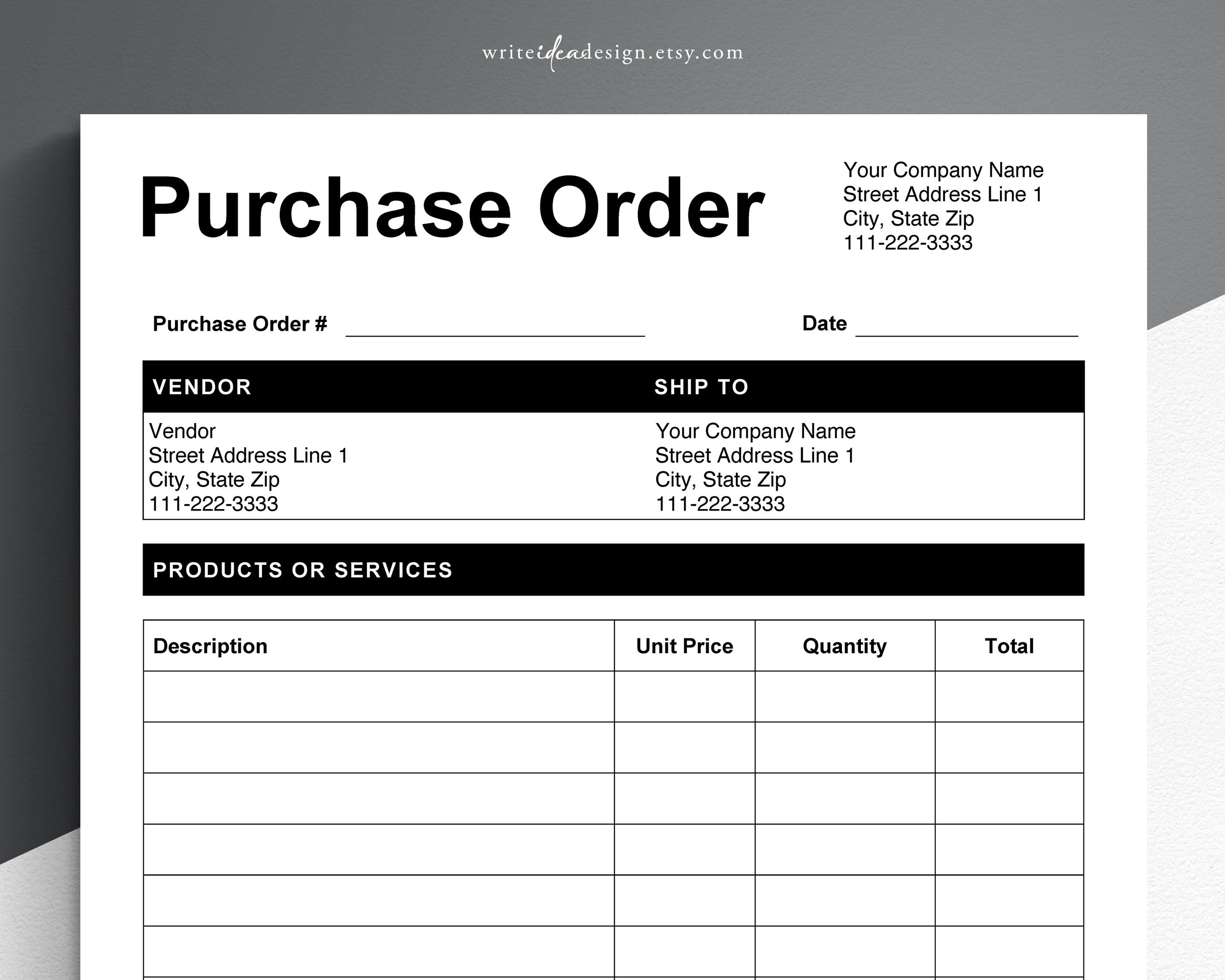 Purchase Order Template Pdf google Docs microsoft Word Purchase Order Form Order Template Etsy Purchase Order Template Pdf google Docs microsoft Word Purchase Order Form Order Template Etsy