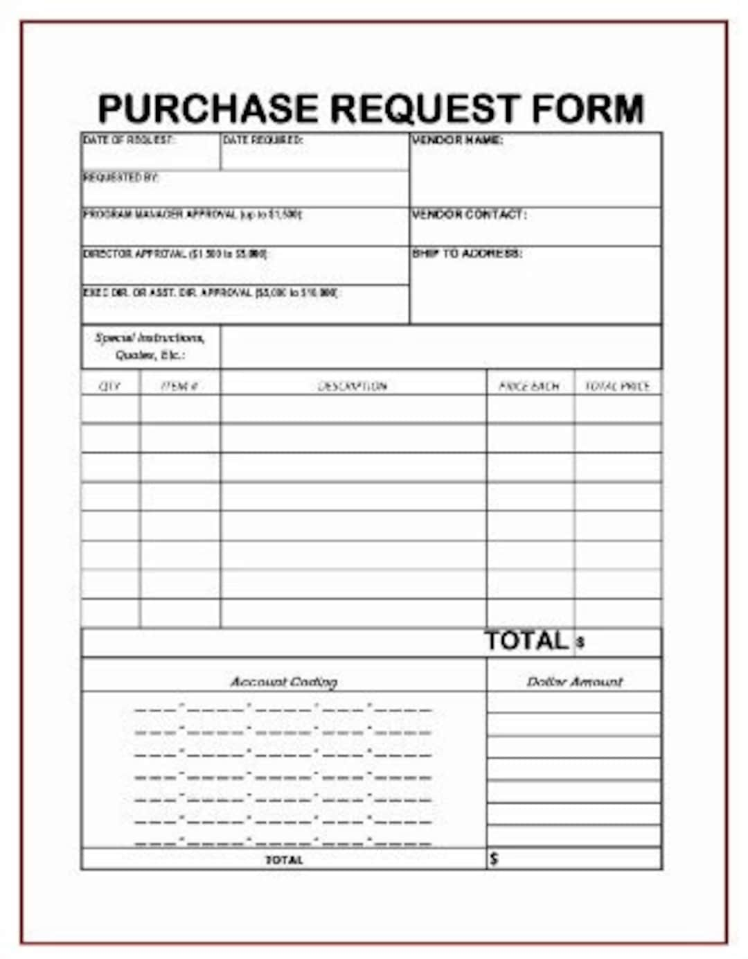 Purchase Requisition Printable And Digitally Fillable Etsy Purchase Requisition Printable And Digitally Fillable Etsy