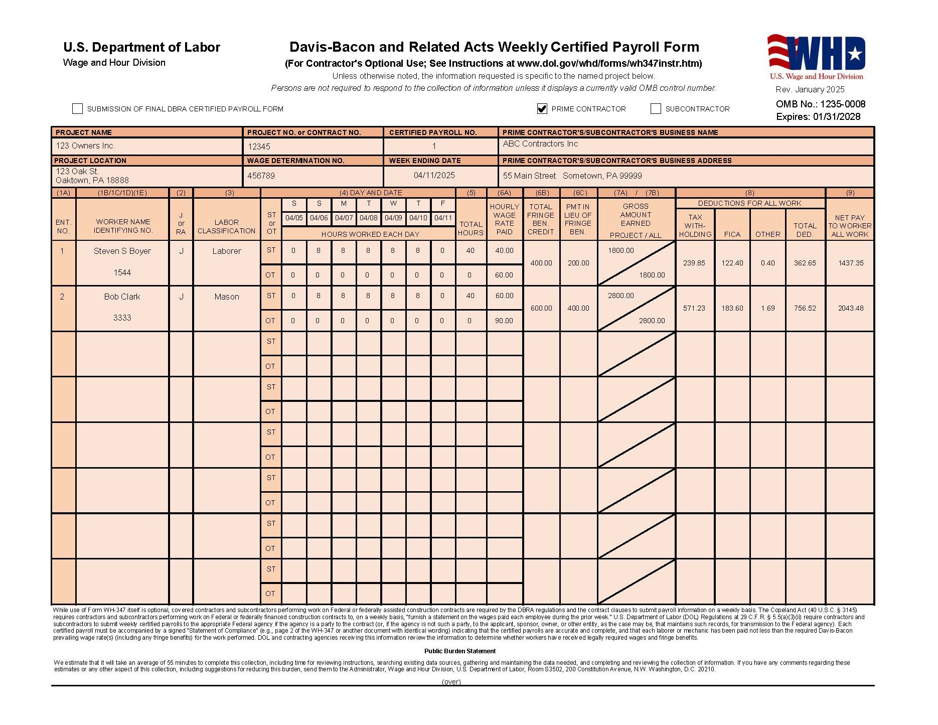 Quantum Project Manager Certified Payroll Reports WH 347 Quantum Software Solutions Inc 
