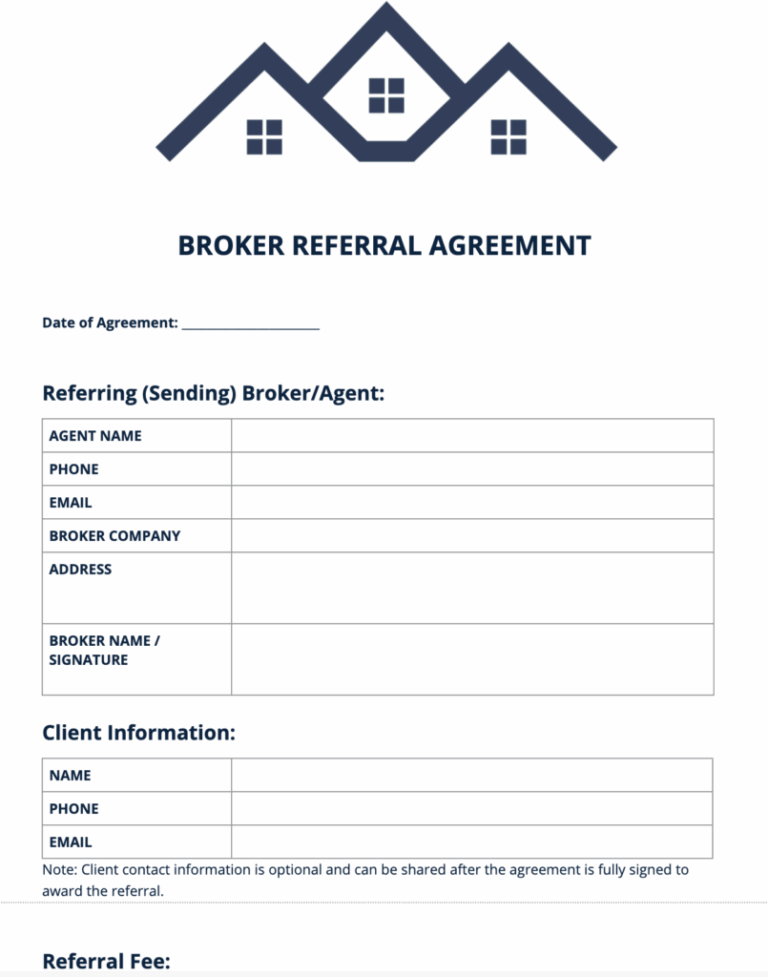 Real Estate Broker Agent Referral Forms Templates Referrals io