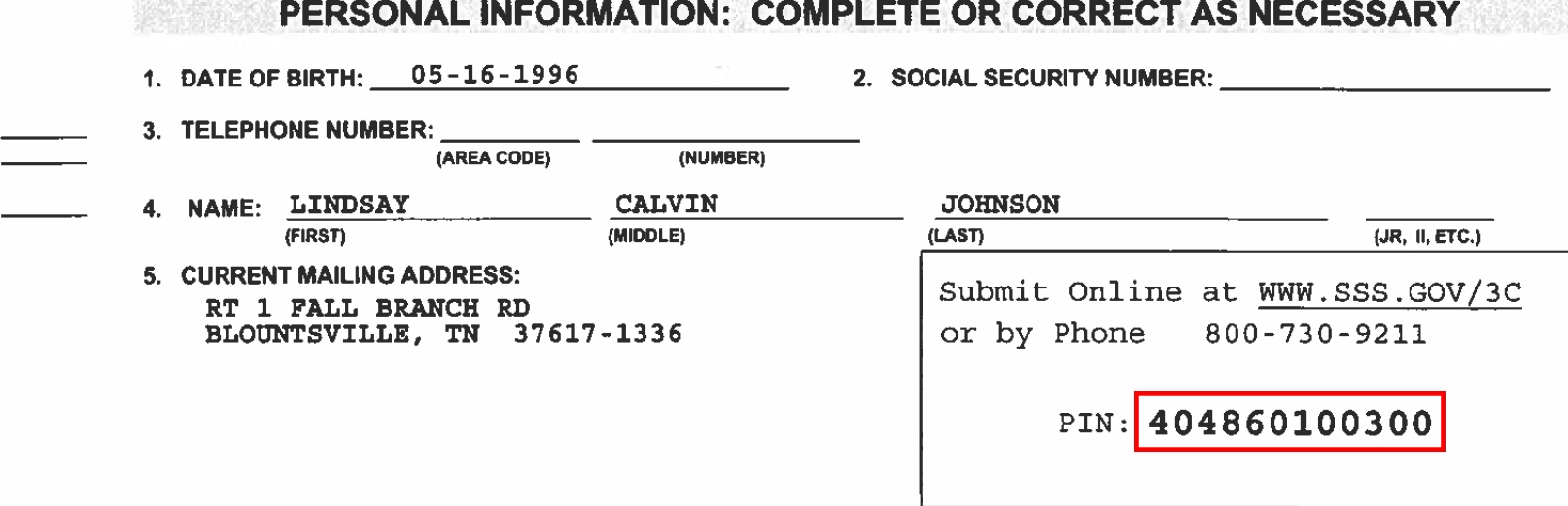 Register With PIN Online Form Selective Service System